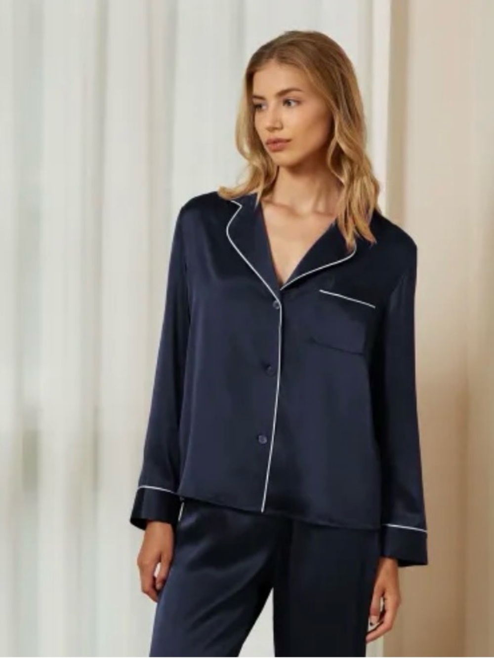 Mommesilk 100% Mulberry silk PJ long sleeve top